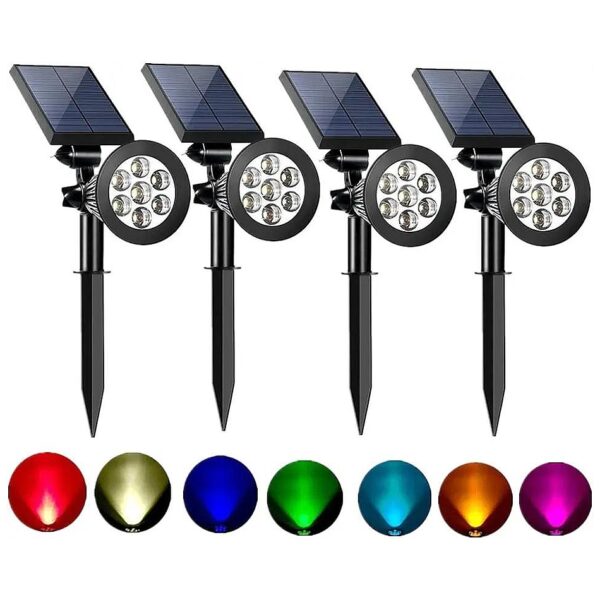 Efficient Solar Spotlights with Color-Changing LED Lights for Outdoor Lighting