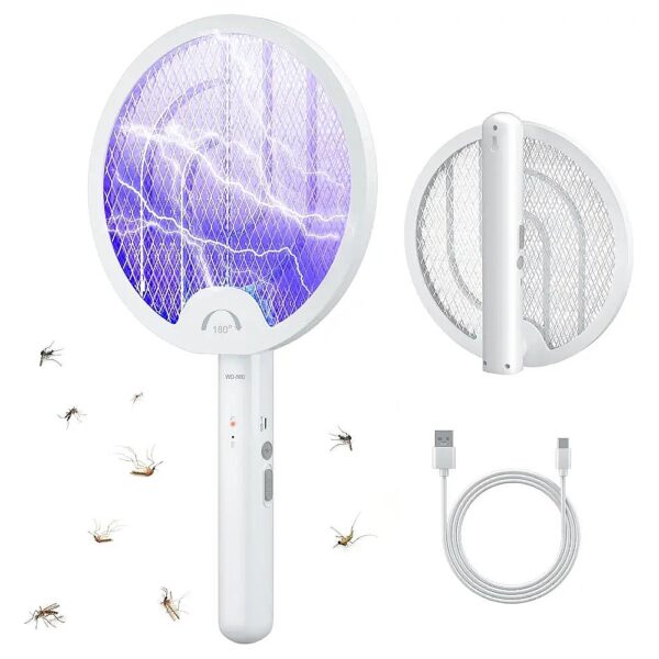 Electric Fly Swatter 4000V Mosquito Killer Bug Zapper Racket Lamp Rechargeable Battery