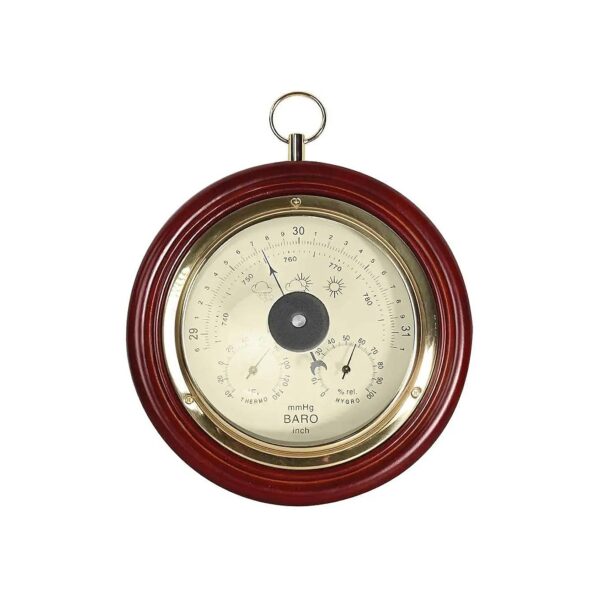 Elegant Cherry Wood Barometer with Temperature and Humidity Readout