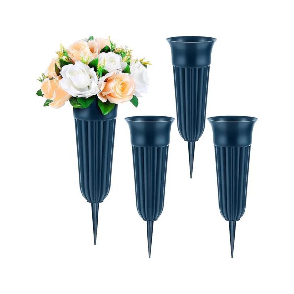 Elegant Conical Design Cemetery Vases for Headstones with Green Color for Classic Style