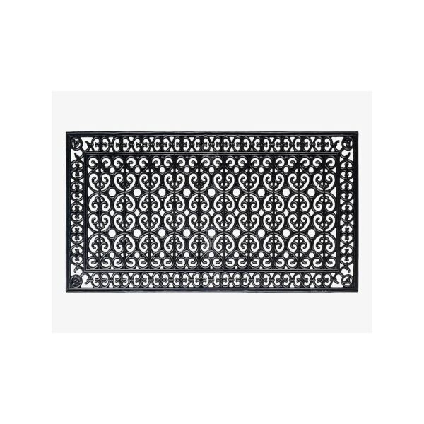 Elegant Wrought Iron Design Rubber Entrance Mat 30x60 inches, Perfect for Home or Office