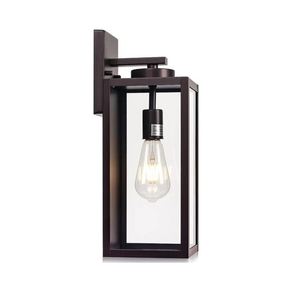 Energy-Saving Bronze Outdoor Wall Light with Large Glass Shade and Adjustable Pivot