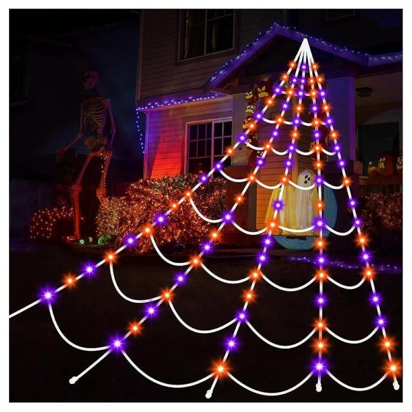 English-Style Halloween Spider Web Decoration with 150 LED Lights