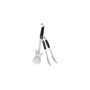 Ergonomic Barbecue Tool Set with Stainless Steel Spatula and Tongs and Wooden Handle