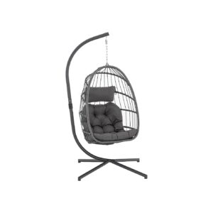 Ergonomic Design Egg Chair with 350 Lbs Capacity Charcoal Grey for Indoor and Outdoor Use