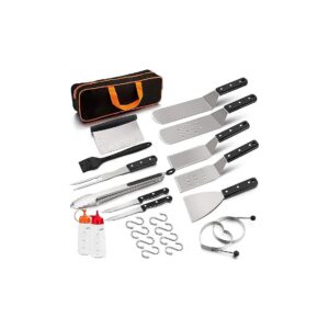 Ergonomic Stainless Steel Grilling Tools Set for BBQ and Teppanyaki Cooking