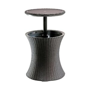 Espresso Brown Outdoor Bar Table with 5 Gallon Beer and Wine Cooler