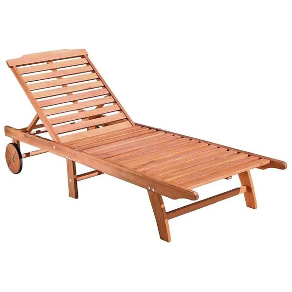 Eucalyptus Hardwood Single Chaise Lounge for Outdoor Relaxation