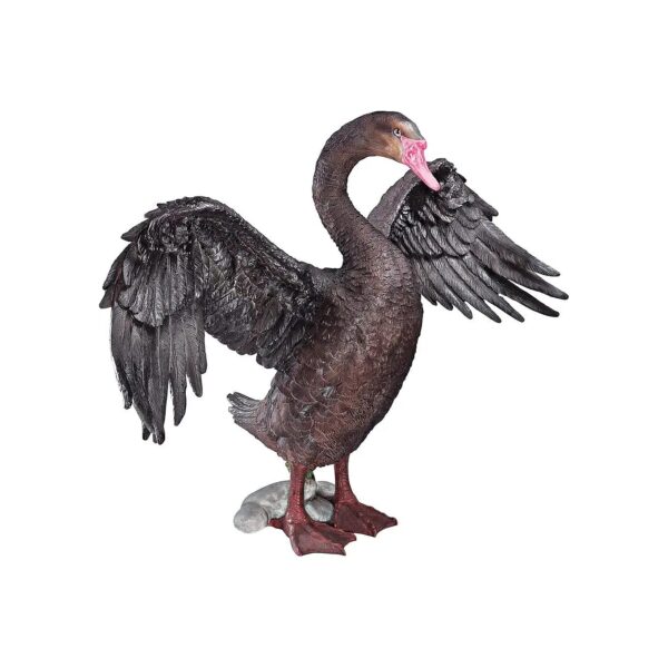 Exclusive Black Swan Statue Full Color Hand Painted Concrete