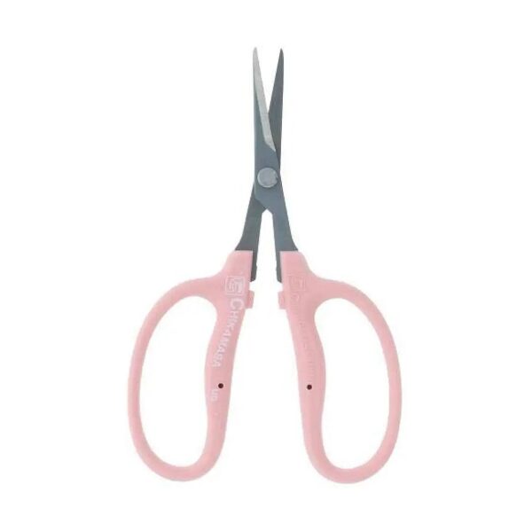 Expertly Crafted Curved Scissors with Fluorine Coating and Pearl Pink Finish