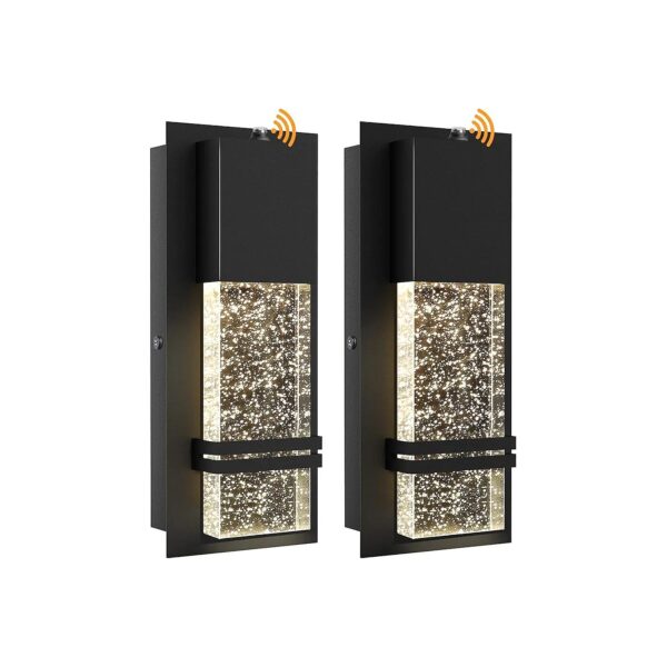 Exterior Wall Light Fixtures with Dusk to Dawn Sensing and Crystal Glass