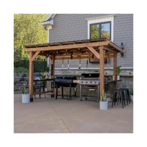 Extra Large All-Season Grilling Gazebo with Steel Metal Roof and Wind Resistance