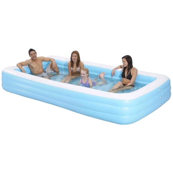 Extra Large Inflatable Rectangular Kiddie Pool for Family Pool Parties 12' Long