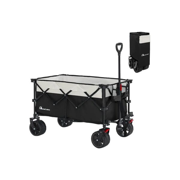 Extra Large Load Collapsible Folding Wagon with Durable Steel Frame and Beverage Holders