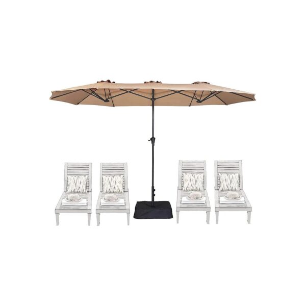 Extra Large Patio Umbrella with Base Included Fade Resistant Beige