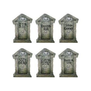 Fake Tombstones for Halloween Yard Decoration - Set of Six