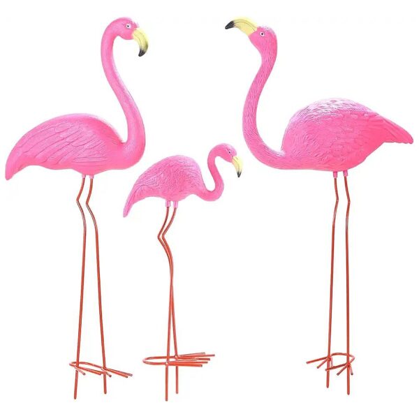 Family Flamingo Yard Ornaments in Three Distinct Sizes