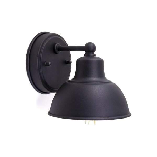 Farmhouse Style Black Finish Wall Light with White Reflective Interior for Bathroom