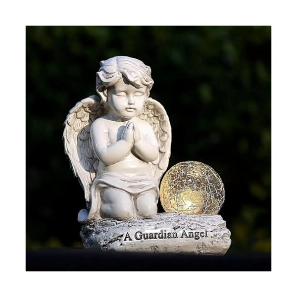 Figure of an Angel with Delicate Wings and Romantic Details for Outdoor Decoration