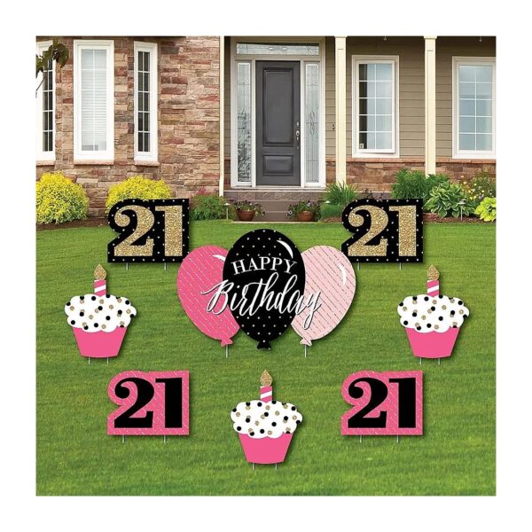 Finally 21 Girl Yard Decorations for Outdoor Birthday Parties with Cupcake and 21 Shapes