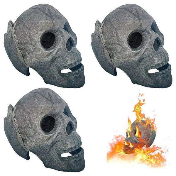 Fireproof Fire Pit Skull for Gas, Propane, or Wood Fires with Realistic Flames