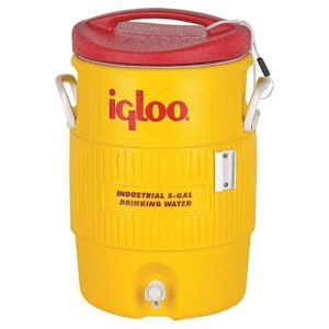 Five Gallon Red Yellow Plastic Cooler with Solid Pattern and Insulated Construction