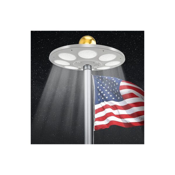 Flagpole LED Lighting with 66 Solar Panels and Advanced Energy Storage for Extended Use