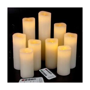 Flameless Candles with Remote Timer and Battery Operated LED Lights in Ivory Real Wax