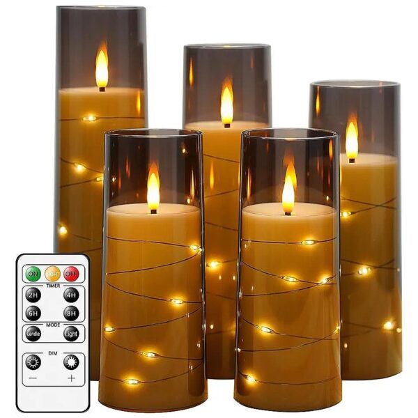 Flameless LED Candles with Embedded String Lights and Timer for Beautiful Home Ambiance