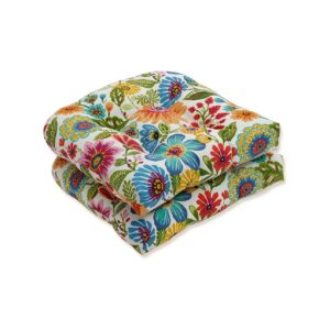 Flaming Blue and Purple Floral Outdoor Indoor Chair Seat Cushion Set