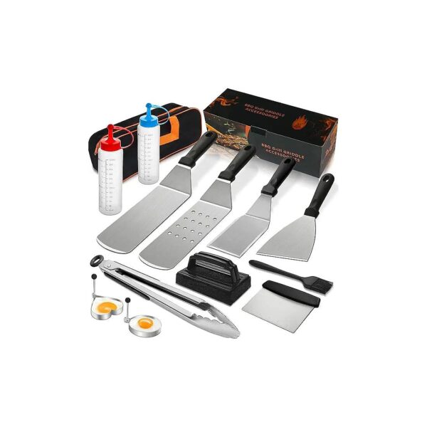 Flat Top Grill Accessories Kit with Enlarged Spatulas and Egg Rings