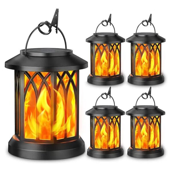 Flickering Flame Solar Lanterns for Outdoor Decor, Waterproof and Long-Lasting