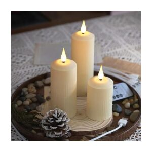 Flickering Flameless LED Pillar Candles with USB Charging for Gift Giving