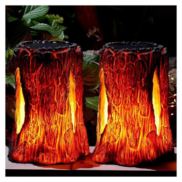 Flickering Solar Torch Lights Stump On Fire Effect LED Flame Lights for Garden Patio