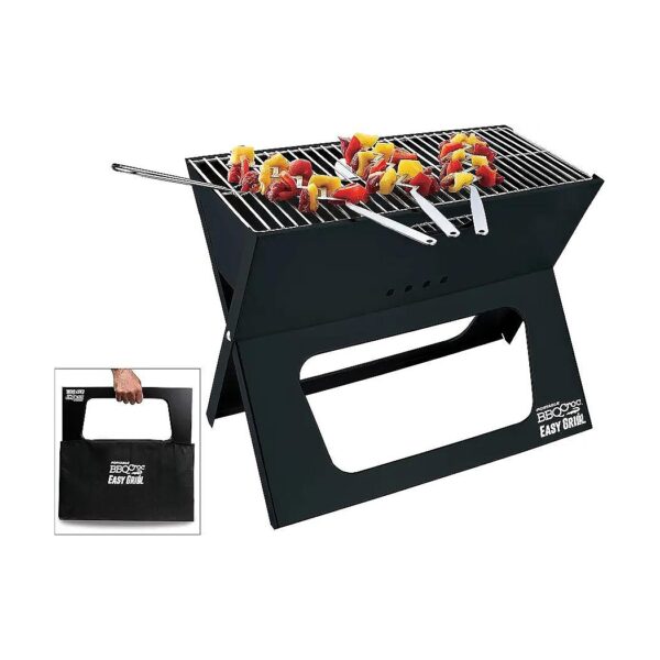 Foldable Charcoal BBQ with Extra Large Grilling Surface, Grill Lifter, and Travel Bag