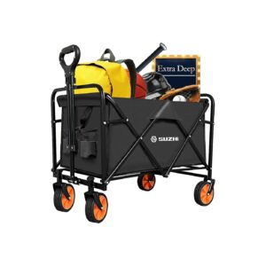 Foldable Deep Wagon for Sand and Heavy Loads with Adjustable Handle