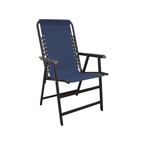 Folding Canvas Chair with Cradling Backrest, Blue, Alloy Steel and Iron Frame