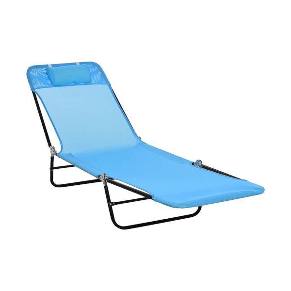 Folding Outdoor Lounge Chair with Breathable Mesh Seat and Reclining Back for Relaxation