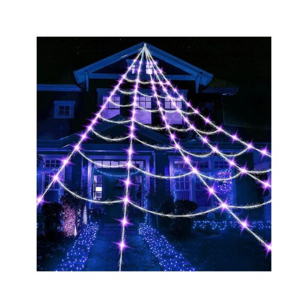 Foot Purple Cobweb Light for Outdoor Indoor Halloween Decorating with 100 LED Lights