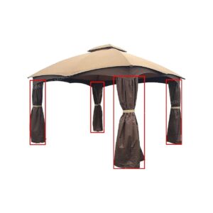 Four-Piece Polyester Gazebo Corner Curtain Set in Dark Brown