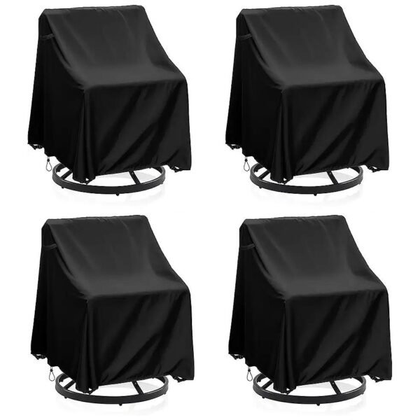 Four-Piece Set Waterproof Swivel Chair Covers for Outdoor Patio Furniture, 600D