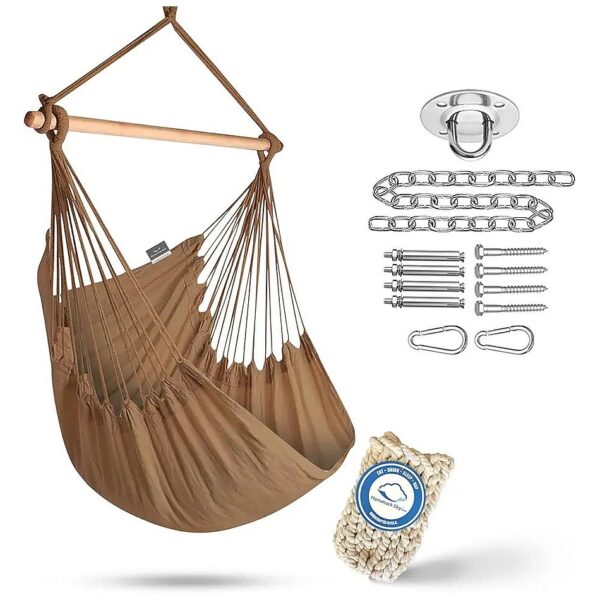 Free Hanging Hardware and Portable Cup Holder with 65L x 40W XT Hammock Chair