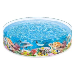 Friendly 8x8 Feet Pool with 3D Sea Life Graphic Print - Perfect for Backyard Play