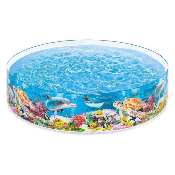 Friendly 8x8 Feet Pool with 3D Sea Life Graphic Print - Perfect for Backyard Play