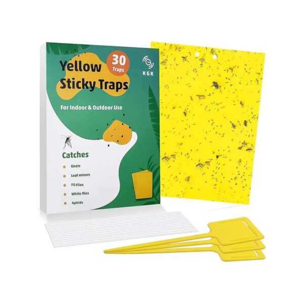 Friendly Yellow Traps for Fungus Gnats and Aphids - 30 Pack - 6x8 Inches