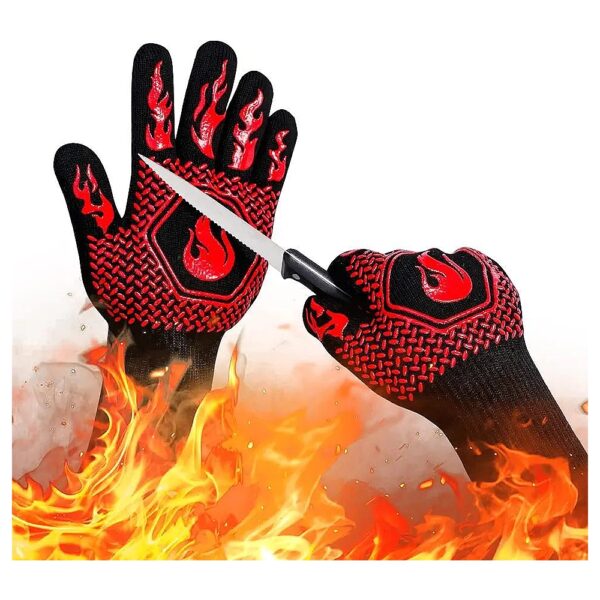 Fronted Heat Resistant BBQ Gloves with Cut-Resistant Material for Safe Grilling