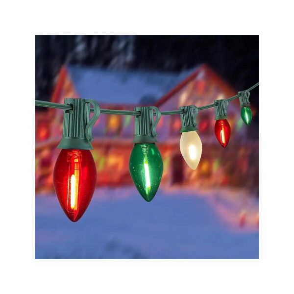 Frosted White C7 Edison Bulbs Christmas String Lights for Garden Decor