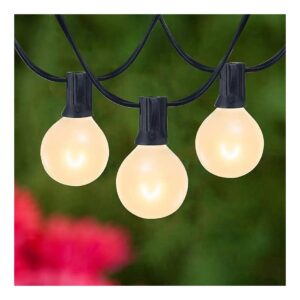 Frosted White G40 Globe Bulbs in Black Wire Outdoor String Lights