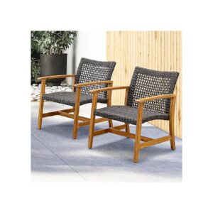 Fsc Certified Acacia Wood Outdoor Club Chairs Set of 2 for Ultimate Comfort and Style