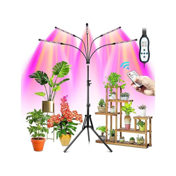 Full Spectrum 5-Head LED Plant Light with 15-61in Adjustable Tripod Stand